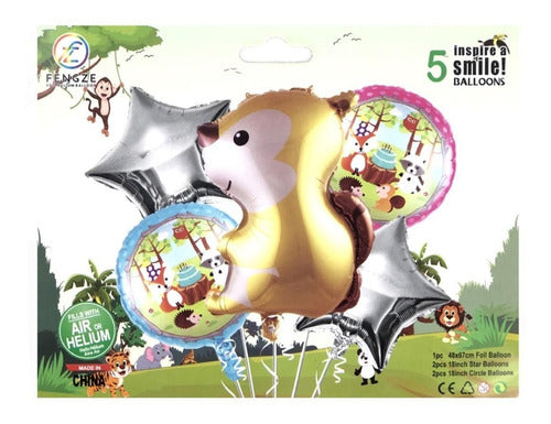 Set De Globos Animalitos Del Bosque Ardila X 5 Unidades 1