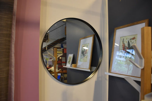 Round Circular Mirror 100cm Black Iron Frame by Temacasa 4