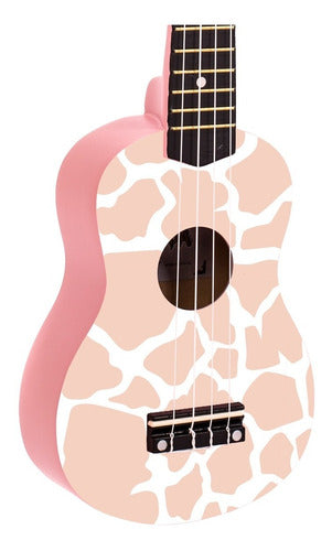 Parquer Soprano Ukulele Animal Print Design + Case + Pick 1