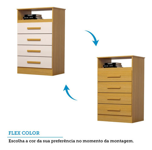 Cômoda Gaveteiro 4 Gavetas Flex Color 100% Mdf Jéssica 3