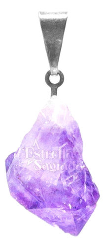 Estrella Sagrada Mini Raw Amethyst Pendant 0