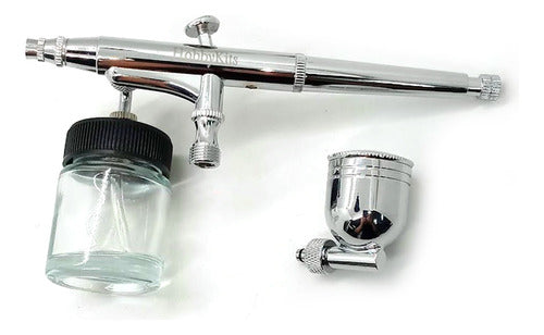 Hobbykits Dual Action Gravity Feed Airbrush with Side Suction Glass Jar 3