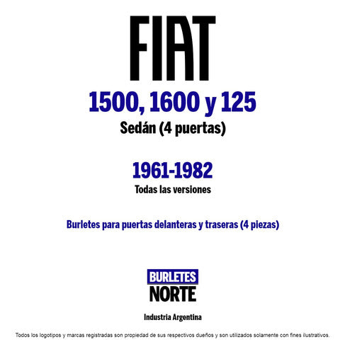 Fiat 1500 1600 125 61-82 Door Seals x4 - Burlete Fiat 1500 1600 125 61-82 Prta X4