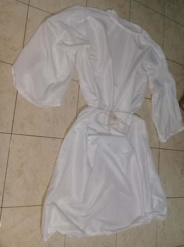 Special Size White Fabric Tunic 140cm with 3/4 Sleeve and Cord 0