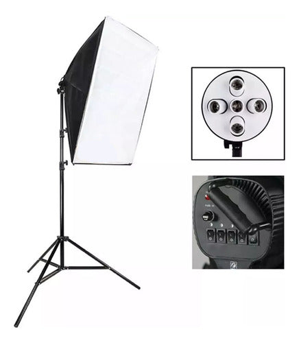 Franca Digital Softbox 5 Lamps 60x90cm Continuous Light + 2m Tripod 0