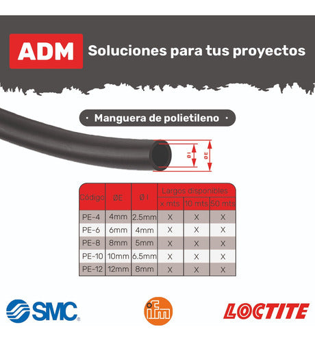 ADM Polyethylene Tube Hose 12mm for Pneumatics, Length 10m 5