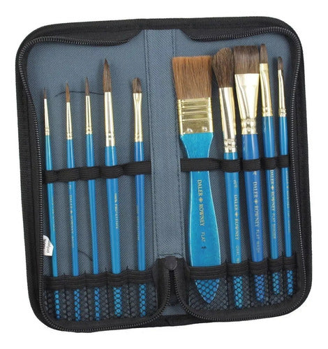 Daler Rowney Set of 10 Natural Hair Brushes + Daler Rowney Pouch 3