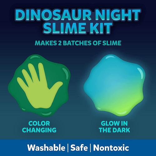 Kit De Slime Nocturno Dinosaurio Cambia Color Brilla 2