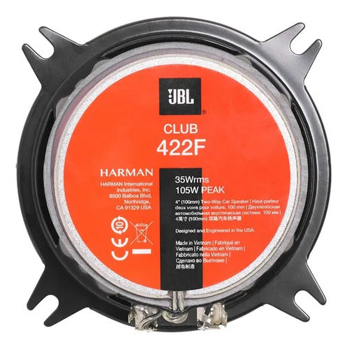 Juego De Parlantes Coaxiales 4 Pulgadas Jbl Club422f 1