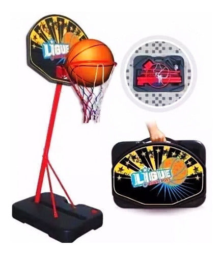 Aro Basquet De Pie Metalico + Pelota + Valija +red Rodacross 0