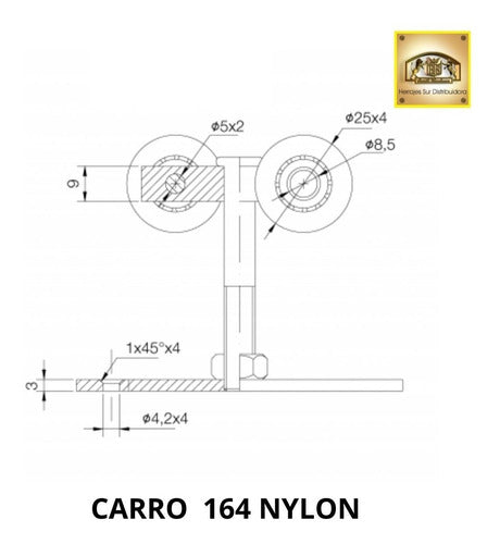 Metalúrgica Ruedamas Carro 164 V Bis Acero 80 Kgs Corredizo Riel Colgante X Unid 5