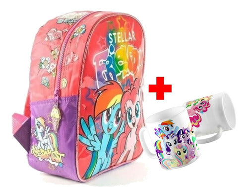 Wabro My Little Pony Garden Backpack + Plastic Mug School Combo 1