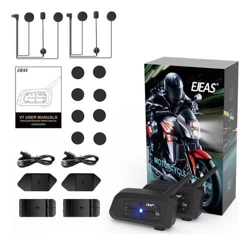 Ejeas Intercomunicador V7 Bluetooth Moto Original !! Kit X2u 1