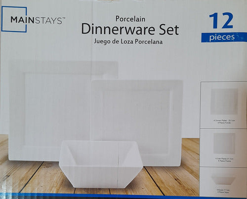 Mainstays Square White Dinnerware Set 12 Pieces 1