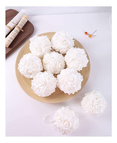 Idyllic 9pcs Rose Flower Foam Kissing Balls for Decoration 4