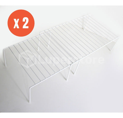 Set of 2 Reinforced White Expandable Shelf Organizers for Pantry 9