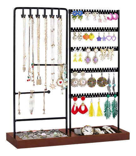 Vtopmart Jewelry Holder Organizer Stand Tree For Earring Necklace Ring Bracelets Display And Storage, With 90 Holes, 12 Hooks 0