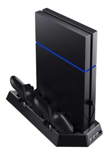 Videcom Base P/ Sony Ps4 + 2 Cooler + Hub 3 Usb Playstation4 0