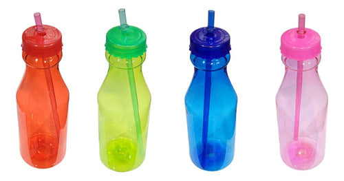 JRETRO Plastic Bottle with Straw Lid 0