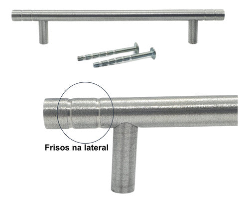 06 Puxadores Haste Alumínio Acetinado Frisos 256mm Armários 2