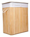Double Bamboo Laundry Hamper Reinforced Eco-Friendly Removable Liner 0