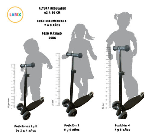 LARIX TOYS Reinforced 4-Wheel Detachable LED Light Scooter for Kids 2