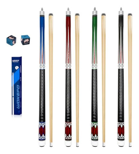 Wakefa Pool Cue Stick Set: Game of 4 0