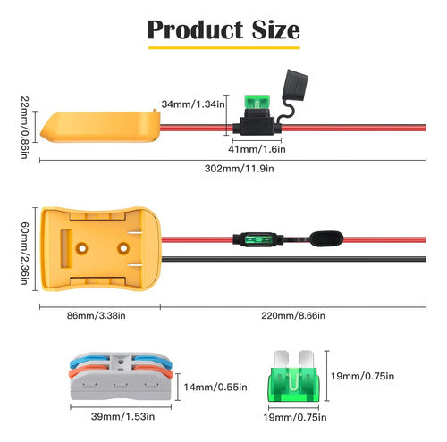 Kit De Adaptador De Batería Dewalt 20v Con Fusibles 6