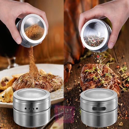 Set of 2 Magnetic Spice Jars with Visor Base 9