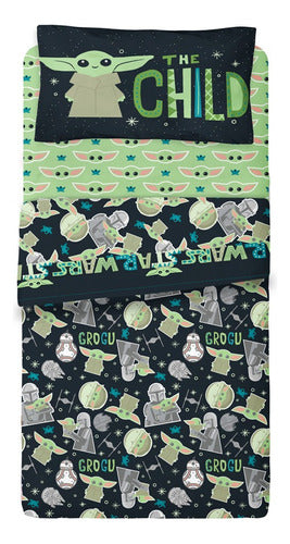 Piñata Star Wars Comforter Set + Baby Yoda 1 1/2 Bed Sheets 1