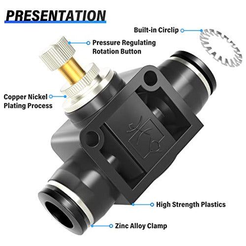 Tailonz Pneumatic Air Flow Control Valve Straight 4mm Diameter 5