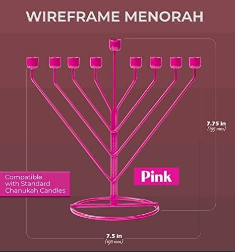 Ner Mitzvah Hanukkah Menorah - Fits All Standard Chanukah Candles - Sleek Pink V-Shaped Design 1