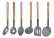 Set 6 Utensilios Nylon Con Mango De Madera Hudson Gris 1