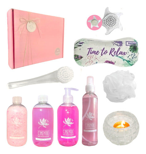 Elegant Spa Gift Set with Rose Aroma for Women - Set Kit Caja Regalo Mujer Box Aroma Rosas Spa Kit N07 Relax