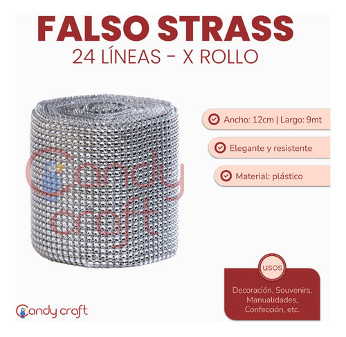 Falso Strass 24 Líneas Plateado. 10 Yardas, Mayorista! 1