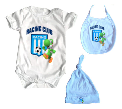 Pasión del Hincha Ajuar Ropa Bebe X3 Prendas Racing Club 0