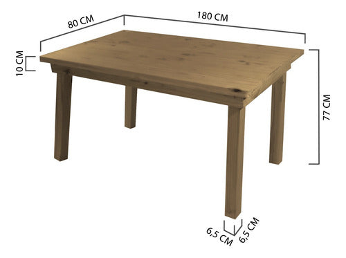 Sajo Modern Solid Wood Dining Table with Straight Legs 180x80 2