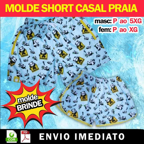 Molde Short Praia Casal + Molde Brinde Por E-mail 2