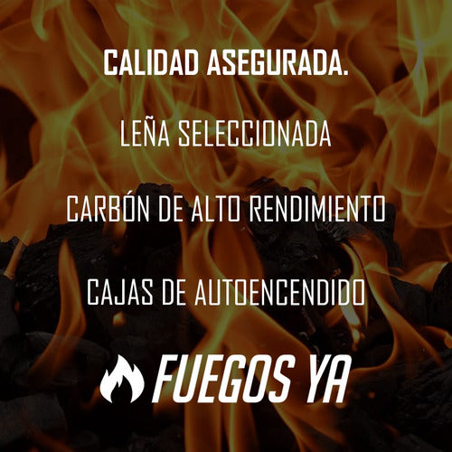 Fuegos Ya 4kg Autoencendido Carbón + Madera + Papel X4 6