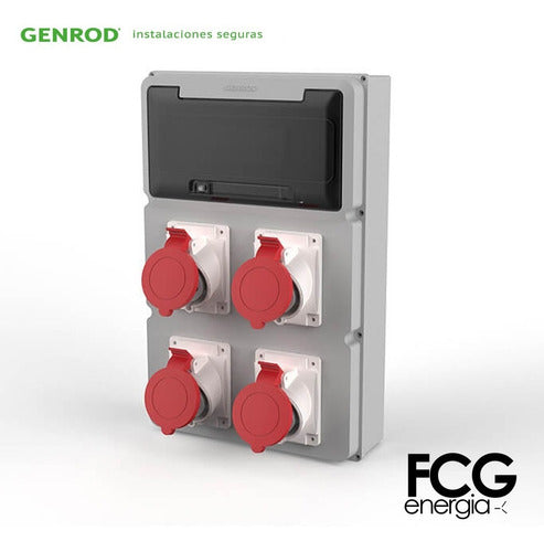 Genrod IP65 Box for 12 DIN Poles - 3 Encapsulated Sockets 3