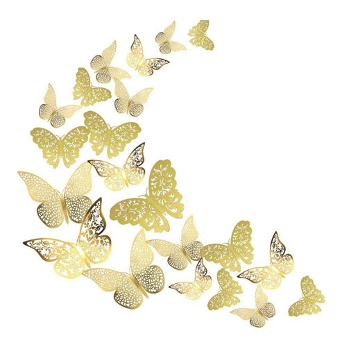 Vinilo Decorativo Pared [75pqskhv] Mariposas 3d Doradas 0