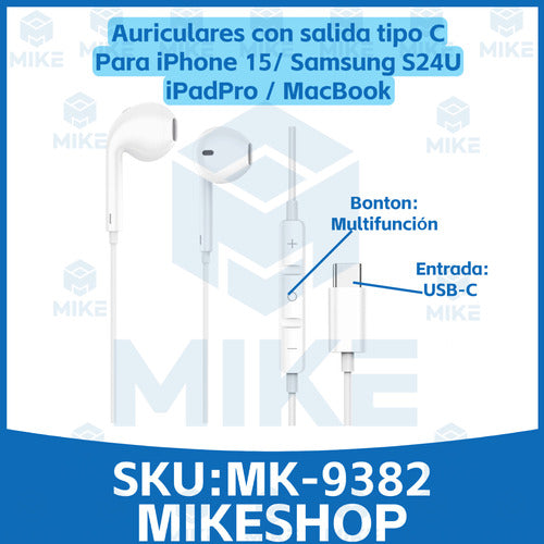 Auriculares In-ear Usb-c Con Mic Para Galaxy S24 S23 Zflip 6 1