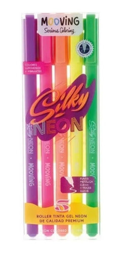 Roller Tinta Gel Neón Silky Mooving Set X 5 Colores 0