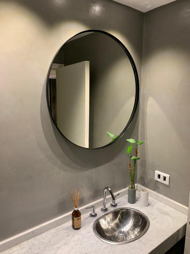 GAMBARU DECO Circular Mirror with Iron Frame 90 cm 1