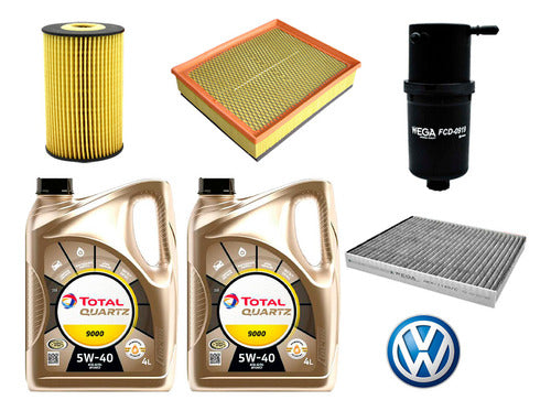 Kit Filtros Vw Amarok 2.0 Td + Aceite Total 9000 5w40 8l 0