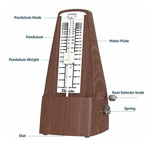 Ueteto Metronome Mechanical Wood Grain Loud Sound/High Precision 4