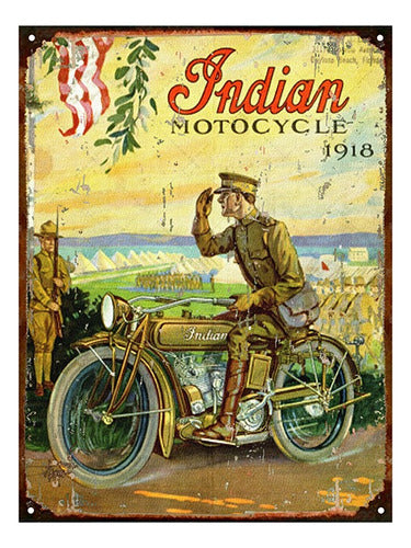 Club del Poster Antique Advertising Sign Motorcycle Indian 1918 L231 0