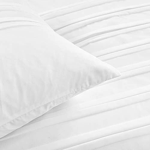 Lush Decor Arora Pleat 5-Piece Comforter Set, King, White 2