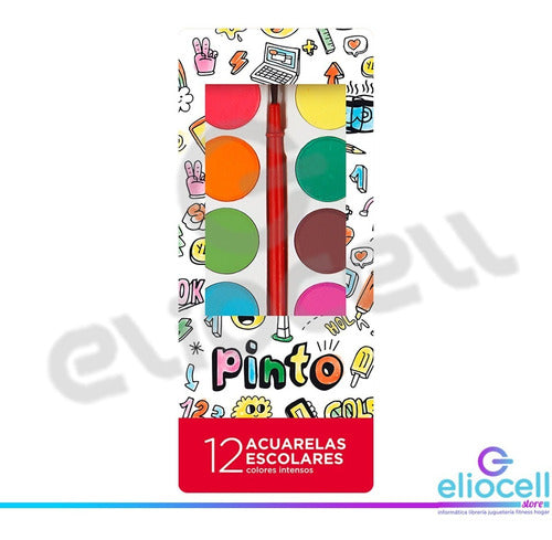 Acuarelas Surtidas Filgo X 12 Colores Con Pincel Escolares 1