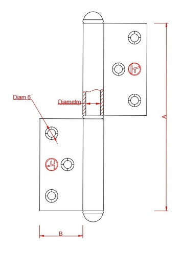 Fumaca Bisagra Ficha Carpintero 3 Agujeros 2x3x1.5 Pulida - 25 Uds 1